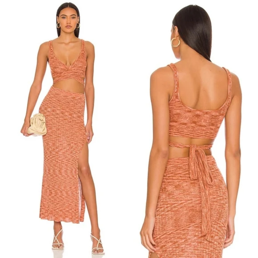 L*Space Zephyr Crop Bra Top Midi Slit Skirt - Picture 1 of 15
